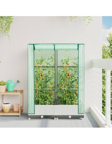 Letto Rialzato con Copertura Serra Effetto Rattan 80x40x123 cm