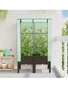 Letto Rialzato con Copertura Serra Effetto Rattan 80x40x140 cm 2