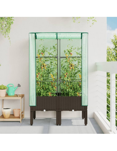 Letto Rialzato con Copertura Serra Effetto Rattan 80x40x140 cm