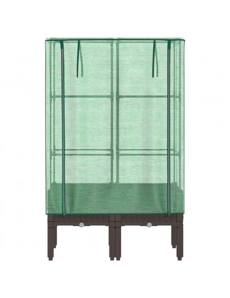 Letto Rialzato con Copertura Serra Effetto Rattan 80x40x140 cm