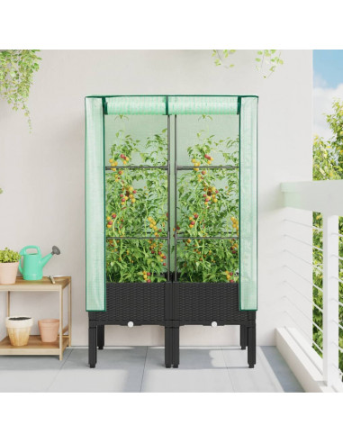 Letto Rialzato con Copertura Serra Effetto Rattan 80x40x140 cm