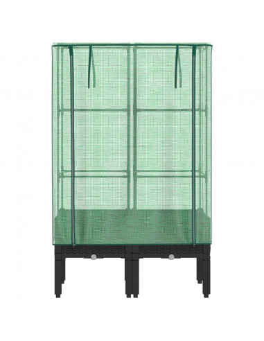 Letto Rialzato con Copertura Serra Effetto Rattan 80x40x140 cm