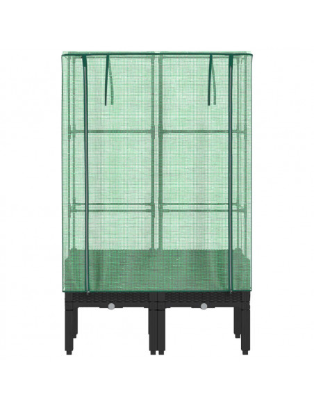 Letto Rialzato con Copertura Serra Effetto Rattan 80x40x140 cm