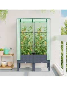 Letto Rialzato con Copertura Serra Effetto Rattan 80x40x140 cm 2