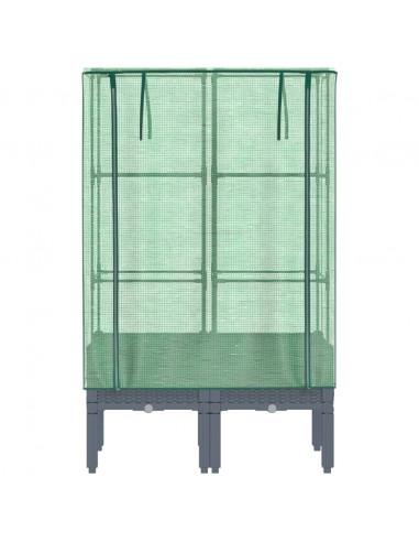 Letto Rialzato con Copertura Serra Effetto Rattan 80x40x140 cm