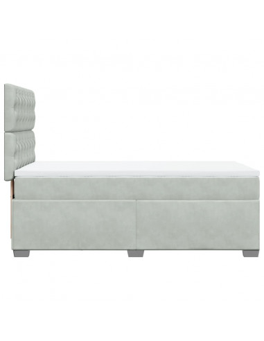 Giroletto a Molle con Materasso Grigio Chiaro 90x200 cm Velluto