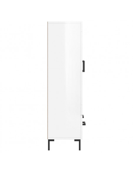 Credenza Bianco Lucido 69,5x31x115 cm in Legno Multistrato