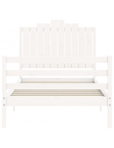Giroletto con Testiera Bianco 100x200 cm in Legno Massello