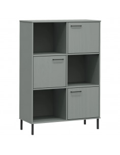 Libreria con Gambe Metallo Grigio 90x35x128,5 cm Massello OSLO 2