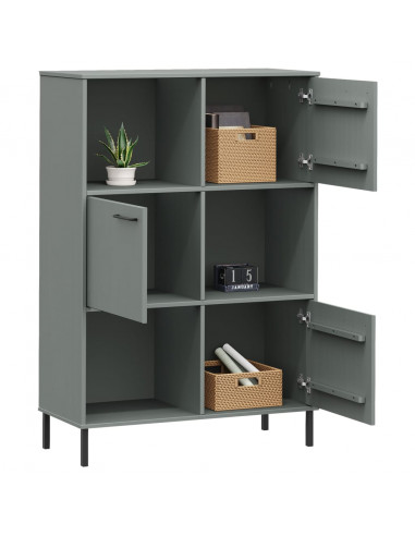 Libreria con Gambe Metallo Grigio 90x35x128,5 cm Massello OSLO