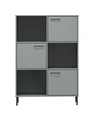 Libreria con Gambe Metallo Grigio 90x35x128,5 cm Massello OSLO