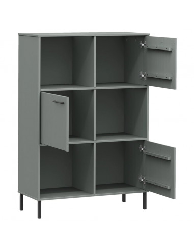 Libreria con Gambe Metallo Grigio 90x35x128,5 cm Massello OSLO