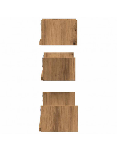 Mensole Parete 3pz Rovere Artigianale in Legno Multistrato