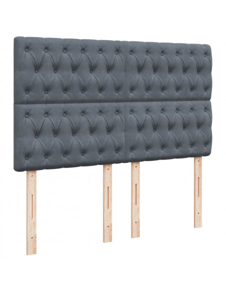 Giroletto a Molle con Materasso Grigio Scuro 160x200 cm Velluto