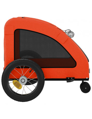 Rimorchio da Bici per Animali Arancione e Grigio Oxford e Ferro