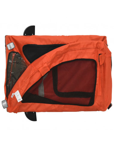 Rimorchio da Bici per Animali Arancione e Grigio Oxford e Ferro