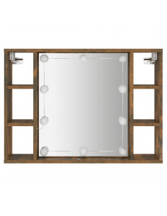 Mobile a Specchio con LED Rovere Fumo 76x15x55 cm 2