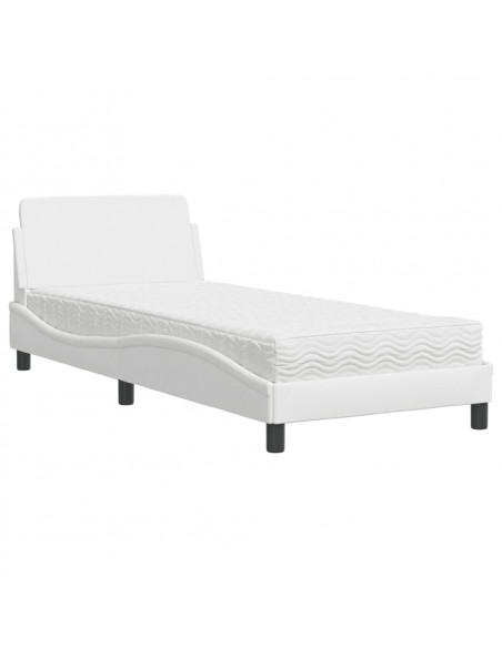 Letto con Materasso Bianco 80x200 cm in Similpelle