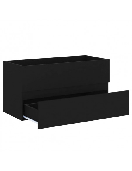 Mobile con Lavabo Integrato Nero in Legno Multistrato