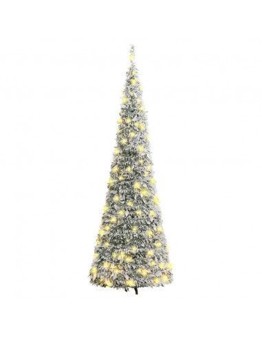 Albero di Natale Artificiale Pop-up Neve Fioccata 150 LED 180cm