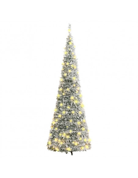 Albero di Natale Artificiale Pop-up Neve Fioccata 150 LED 180cm