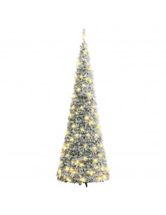 Albero di Natale Artificiale Pop-up Neve Fioccata 200 LED 210cm