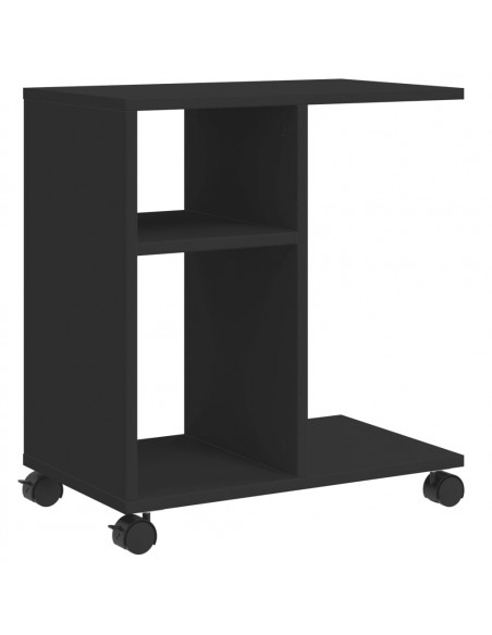 Tavolino con Ruote Nero 50x30x55 cm in Legno Multistrato