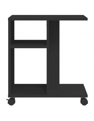 Tavolino con Ruote Nero 50x30x55 cm in Legno Multistrato