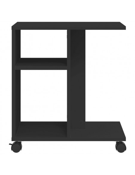 Tavolino con Ruote Nero 50x30x55 cm in Legno Multistrato
