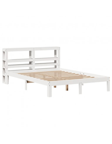 Giroletto con Testiera Bianco 160x200 cm Legno Massello di Pino