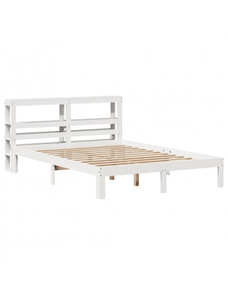 Giroletto con Testiera Bianco 160x200 cm Legno Massello di Pino