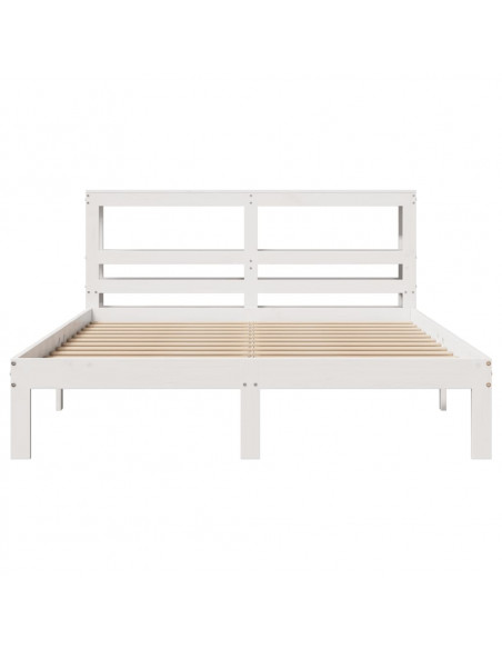 Giroletto con Testiera Bianco 160x200 cm Legno Massello di Pino