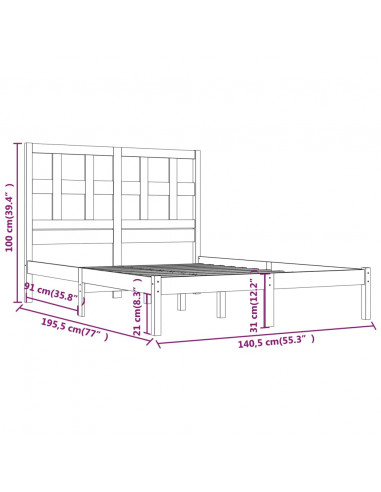 Giroletto in Legno Massello 135x190 cm Small Double