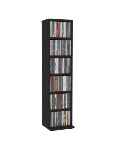 Mobile Porta CD Nero 21x20x88 cm in Legno Multistrato