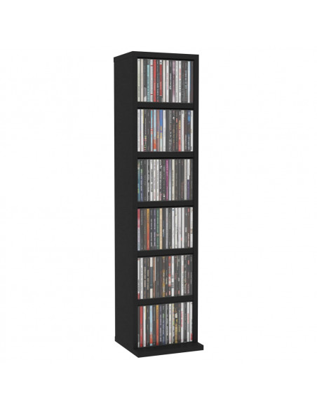 Mobile Porta CD Nero 21x20x88 cm in Legno Multistrato