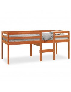 Letto a Soppalco Marrone Cera 90x200 cm Legno Massello di Pino 2