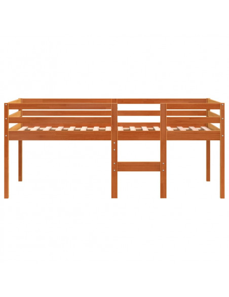 Letto a Soppalco Marrone Cera 90x200 cm Legno Massello di Pino