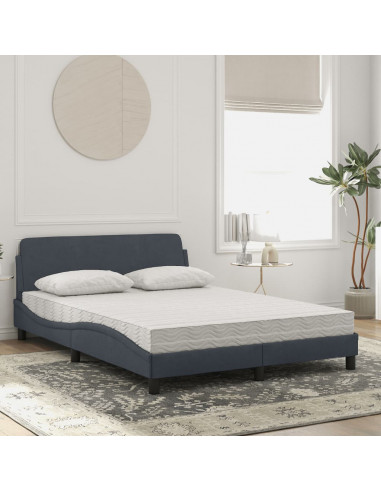 Letto con Materasso Grigio Scuro 140x200 cm in Velluto
