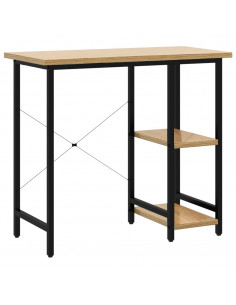 Scrivania Computer Nera e Rovere Chiaro 80x40x72cm MDF Metallo 2