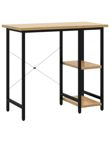 Scrivania Computer Nera e Rovere Chiaro 80x40x72cm MDF Metallo