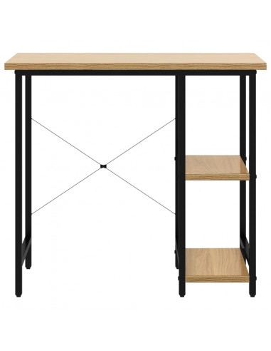 Scrivania Computer Nera e Rovere Chiaro 80x40x72cm MDF Metallo