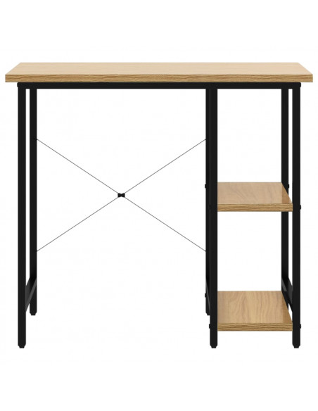Scrivania Computer Nera e Rovere Chiaro 80x40x72cm MDF Metallo