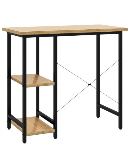 Scrivania Computer Nera e Rovere Chiaro 80x40x72cm MDF Metallo