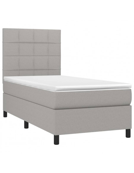 Letto a Molle Materasso e LED Grigio Chiaro 90x190 cm Tessuto