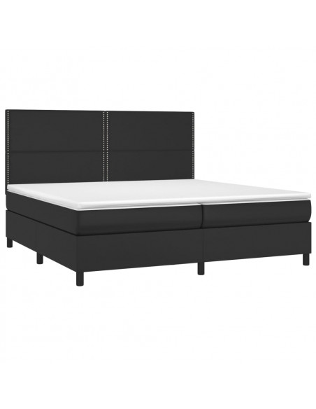 Giroletto a Molle con Materasso e LED Nero 200x200cm Similpelle