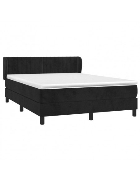 Giroletto a Molle con Materasso Nero 140x190 cm in Velluto