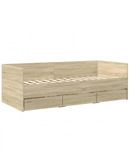 Divano Letto con Cassetti Rovere Sonoma 90x190 cm Multistrato