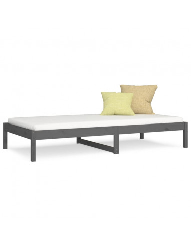 Dormeuse Grigia 90x190 cm Single in Legno Massello di Pino