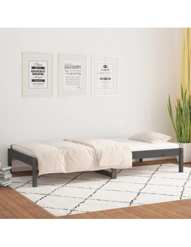 Dormeuse Grigia 90x190 cm Single in Legno Massello di Pino