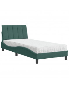 Letto con Materasso Verde Scuro 90x190 cm in Velluto 2